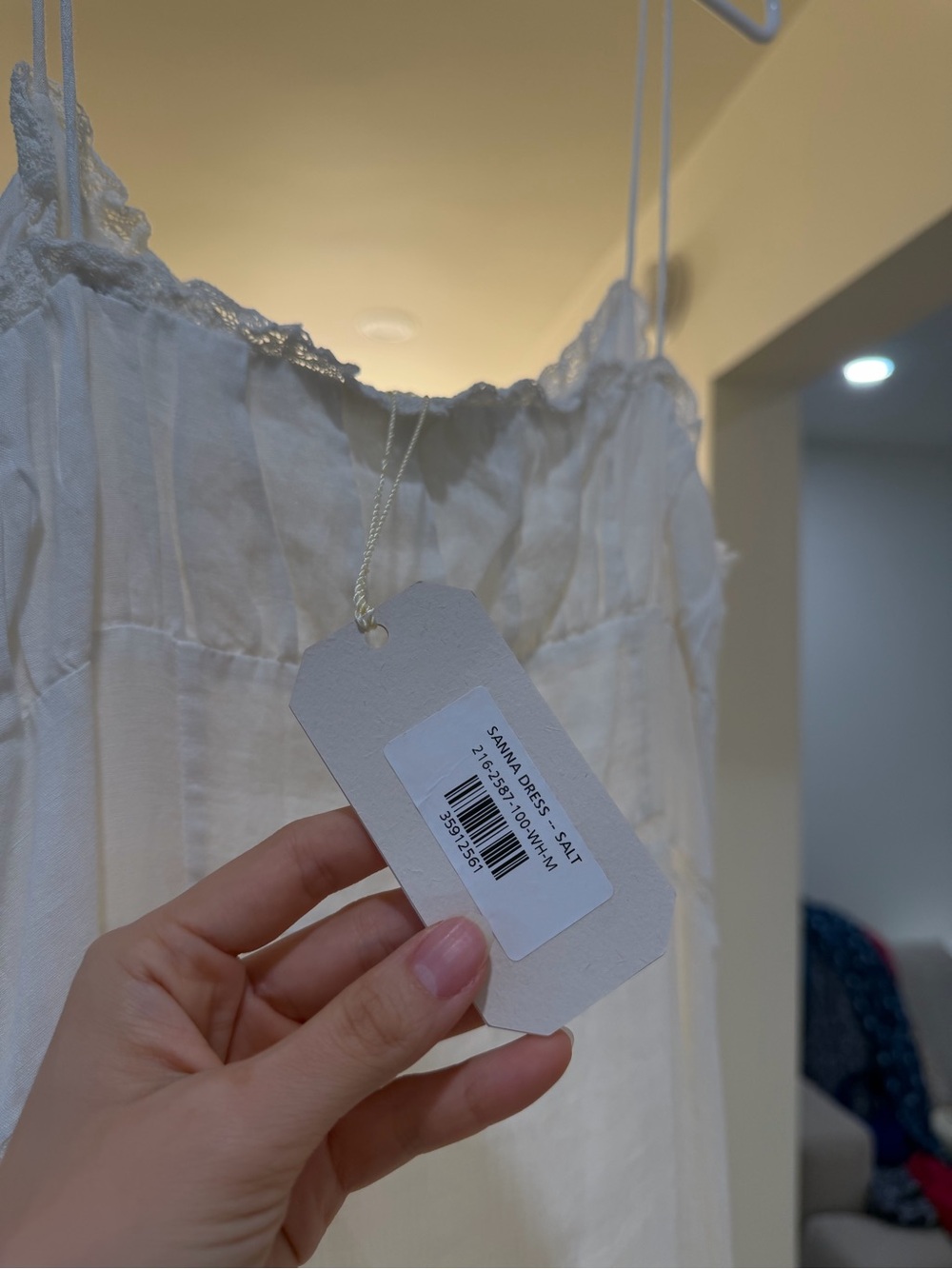 Doen Heirloom Sanna in Salt Cream Midi Cotton Slip Dress with Lace Hem - Picture 4 of 6